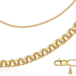 Цепь автомат из желтого золота, плетение бисмарк