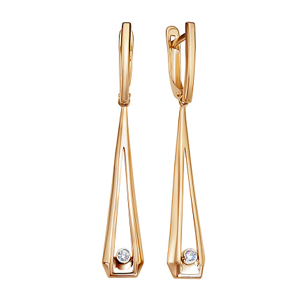 Серьги с английским замком из красного золота с бриллиантами