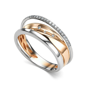 Кольцо из красного золота с бриллиантами