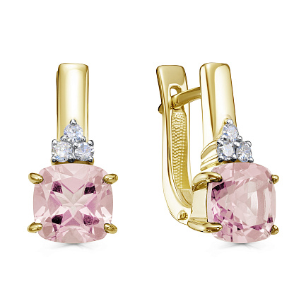 Серьги с английским замком из желтого золота с бриллиантами