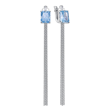 Серьги с английским замком из серебра с бриллиантами