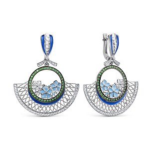 Серьги с английским замком из серебра с фианитом