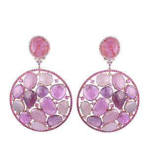 Серьги из красного золота с корундом