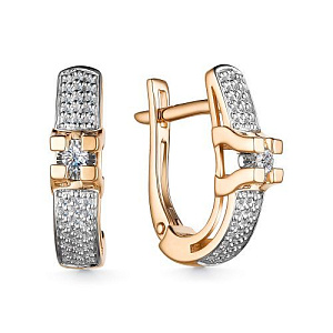 Серьги с английским замком из красного золота с бриллиантами