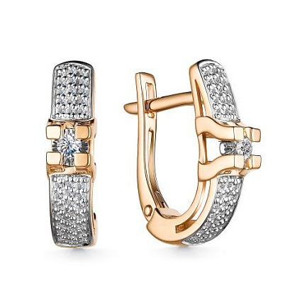 Серьги с английским замком из красного золота с бриллиантами