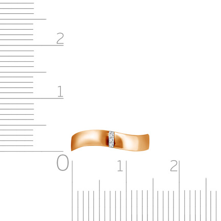 Кольцо обручальное из красного золота с бриллиантами