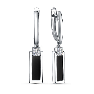 Серьги с английским замком из серебра с фианитами