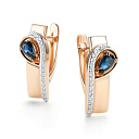 Серьги с английским замком из красного золота с бриллиантами