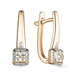 Серьги с английским замком из красного золота с бриллиантом