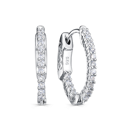 Серьги с английским замком из серебра с фианитами