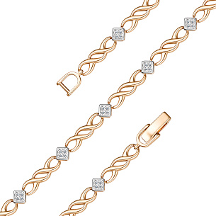 Браслет декоративный из красного золота с бриллиантом