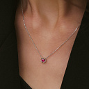 Колье из белого золота с рубином, плетение якорное