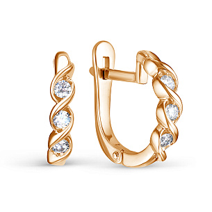 Серьги из красного золота с бриллиантом