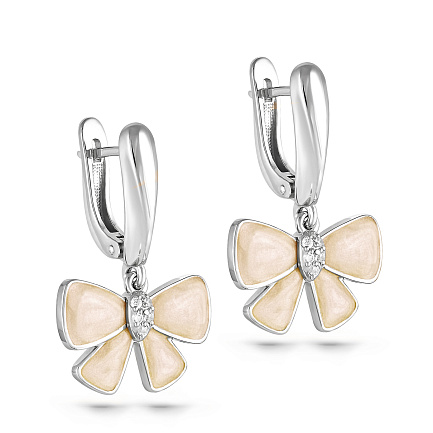 Серьги с английским замком из серебра с фианитами