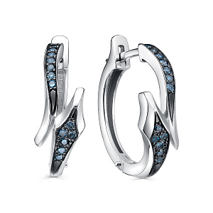 Серьги с английским замком из белого золота с бриллиантами