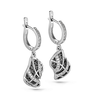 Серьги с английским замком из серебра с фианитами