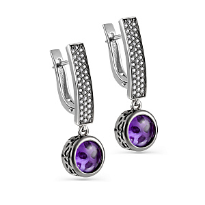 Серьги с английским замком из серебра с ситалами