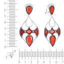 Серьги из серебра с агатом, фианитом