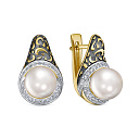 Серьги с английским замком из желтого золота с бриллиантами