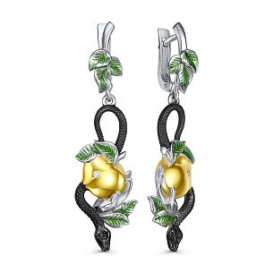 Серьги с английским замком из серебра с фианитом