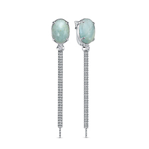 Серьги с английским замком из белого золота с бриллиантами