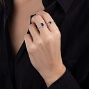 Кольцо из белого золота с бриллиантами, сапфиром