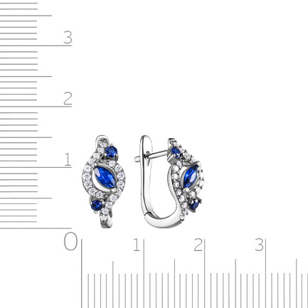 Серьги с английским замком из серебра с фианитом