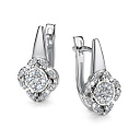 Серьги с английским замком из белого золота с бриллиантами