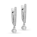 Серьги с английским замком из белого золота с бриллиантами