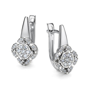 Серьги с английским замком из белого золота с бриллиантами