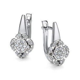 Серьги с английским замком из белого золота с бриллиантом