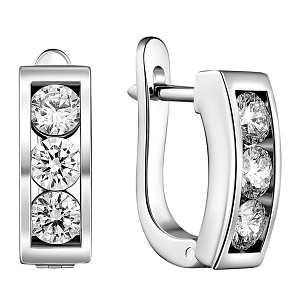 Серьги с английским замком из белого золота с бриллиантом