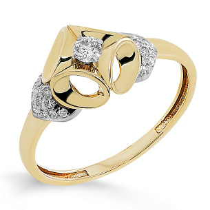 Кольцо из желтого золота с бриллиантом