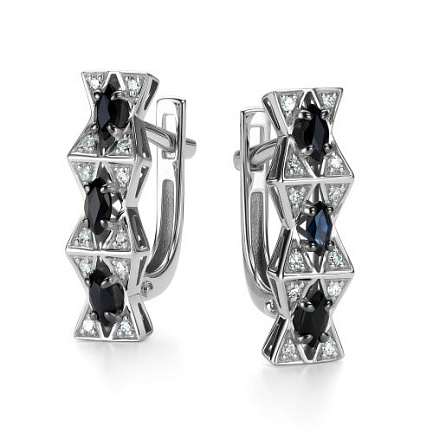 Серьги с английским замком из белого золота с бриллиантами