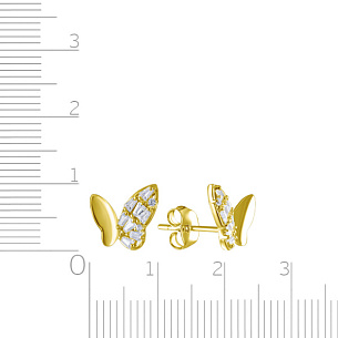 Серьги из серебра с фианитами, золочением