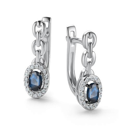 Серьги с английским замком из белого золота с бриллиантами