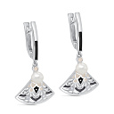 Серьги с английским замком из серебра с жемчугом