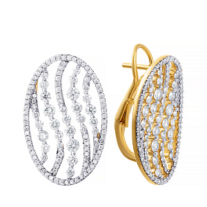 Серьги из желтого золота с бриллиантами