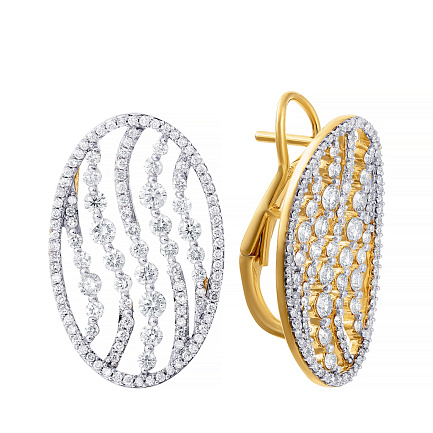 Серьги из желтого золота с бриллиантами