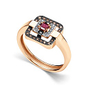 Кольцо из красного золота с бриллиантами, рубином