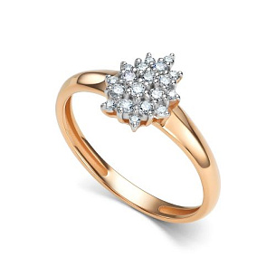 Кольцо из красного золота с бриллиантом