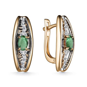 Серьги с английским замком из красного золота с бриллиантом