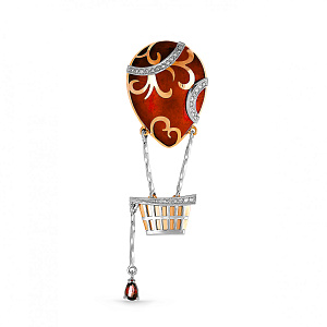 Подвеска из серебра с гранатом, фианитами