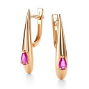 Серьги с английским замком из красного золота с рубинами