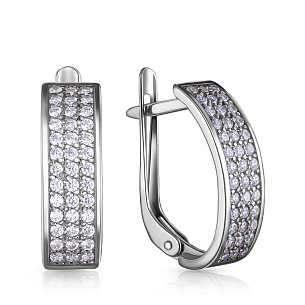 Серьги с английским замком из серебра с фианитом