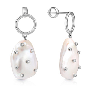 Пусеты из серебра с жемчугом