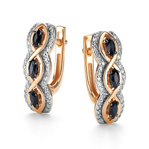 Серьги с английским замком из красного золота с бриллиантами