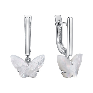 Серьги с английским замком из серебра с перламутром