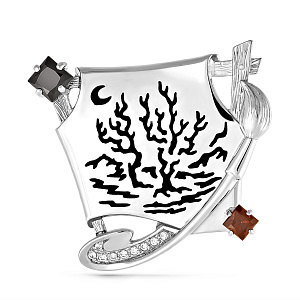 Брошь из серебра с фианитами