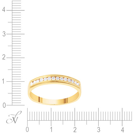 Кольцо обручальное из желтого золота с бриллиантами